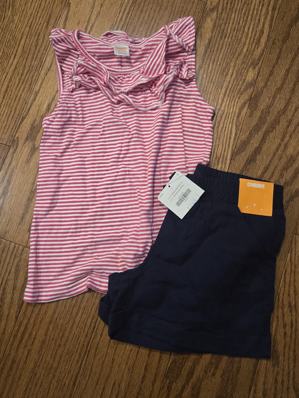 Gymboree Pink and White Striped Ruffle Tank Top